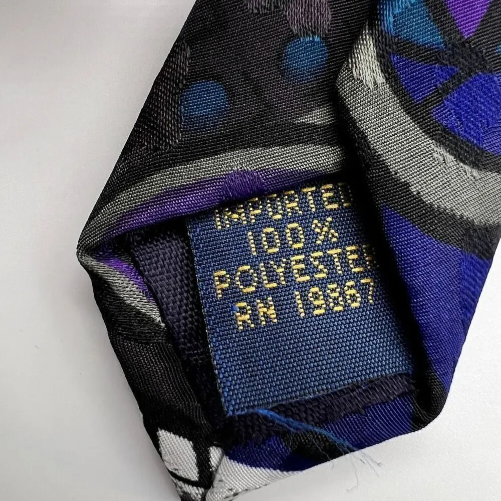 Vintage Florenzi Collection Tie 90’s Abstract Pattern - Blue, Purple, Gray - 3.5